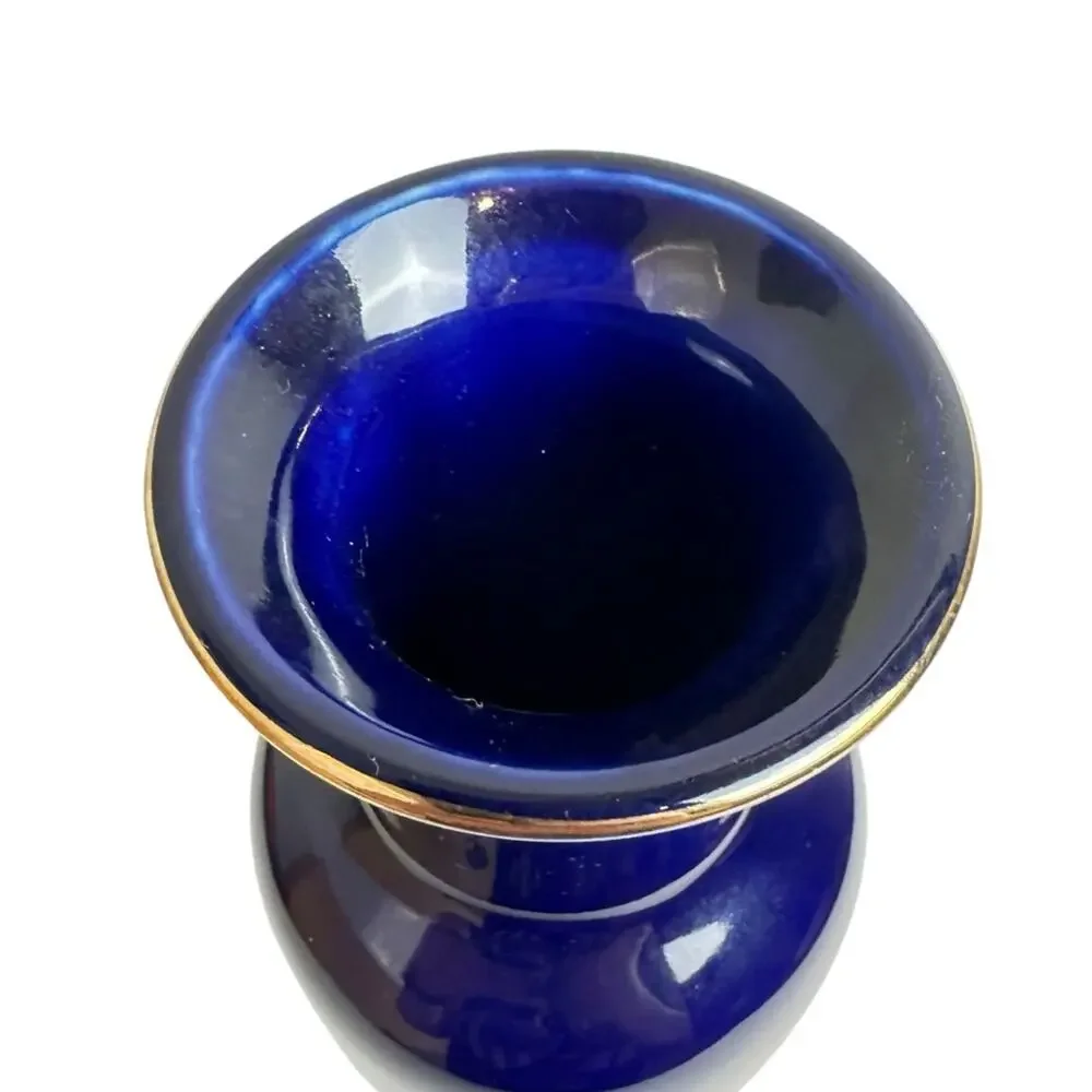 Vintage Peacock Japanese Cobalt Vase National Silver Company Nagoya Japan